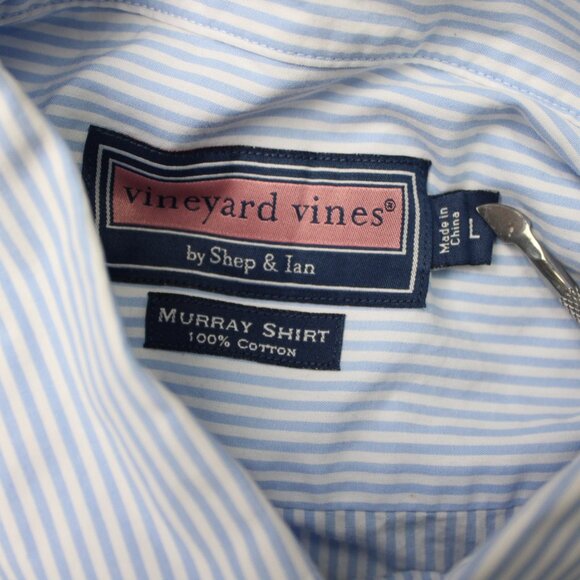 Vineyard Vines Murray Shirt Mens Large Blue/White Striped Long Sleeve Cotton - Picture 8 of 12